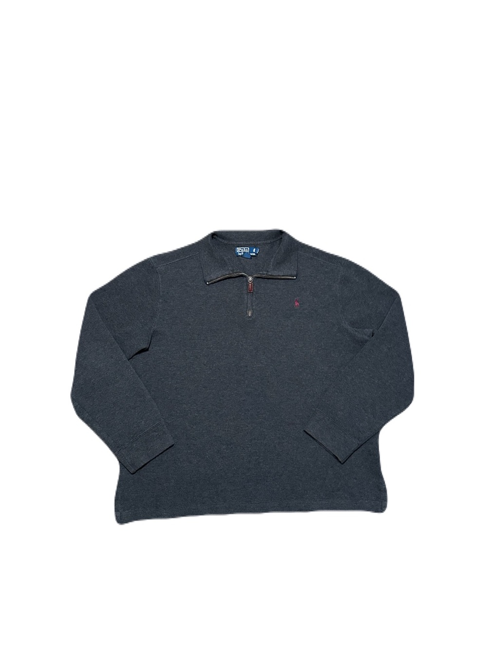 VTG Polo Ralph Lauren Estate Rib Quarter Zip Pullover Sweater XL Charcoal Gray